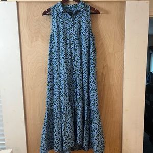 Anthropologie Maeve Blue and Green Polkadot Dress